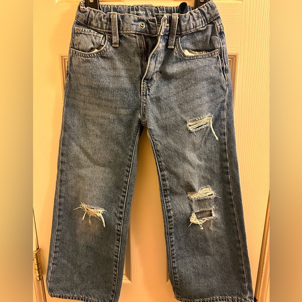 Old Navy Baggy Wide leg Distressed Blue Jeans